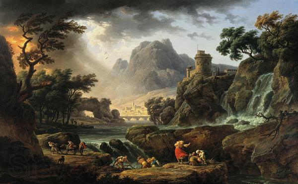 Emile Jean Horace Vernet Mountain Landscape with Approaching Storm Norge oil painting art
